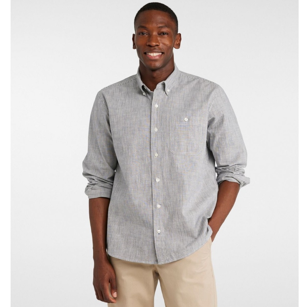 L.L. Bean Men's Comfort Stretch Chambray Shirt Stripe